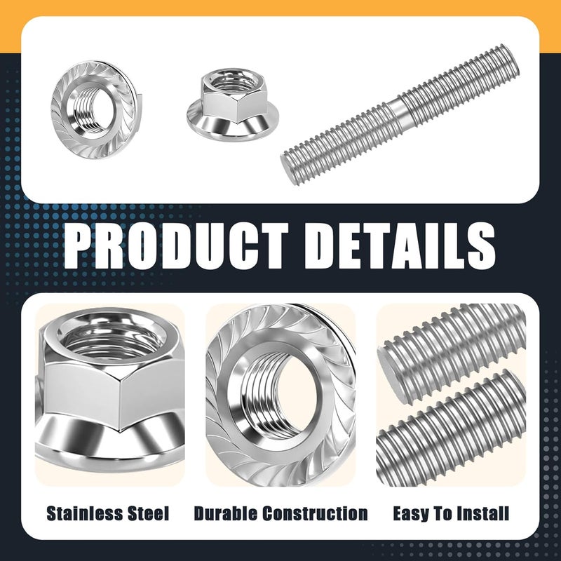 VPZMT Exhaust Studs Nuts for Harley Big Twin 1984-2015, Sportster XL 1986-2015 Models, Replaces#16715-83 - Image 4